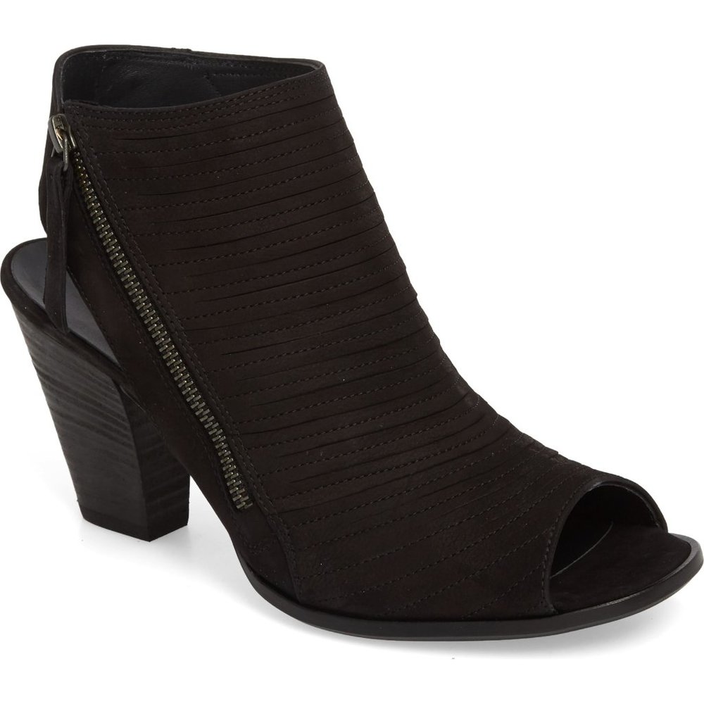 PAUL GREEN Cayanne Peep Toe Sandal BOOTIE BLACK SUEDE NUBUCK 6 US MINT!!